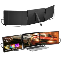 Dopesplay 14.1inch Portable Monitors 1200P FHD IPS Single Dual Second Screen Extender Display For Phone PC Mac 13.3-17