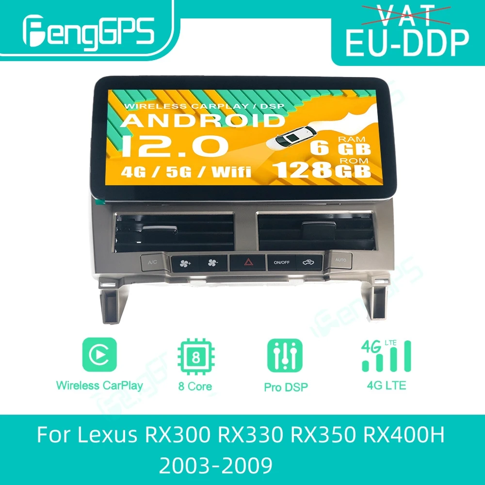 

Android Car Radio Multimedia Video Player For Lexus RX300 RX330 RX350 RX400H 2003-2009 Navi BT GPS DSP Video Carplay Navigation