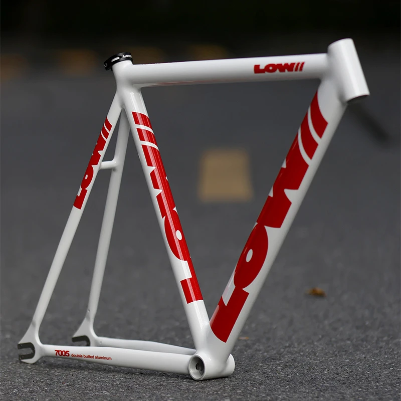 Niedriger 53CM 55CM 58CM Fixie 7005 Aluminiumlegierung Single-Speed-Rahmen inkl. Steuersatz, Sitzrohr und Klemme – Rennrad-Fixie-Rahmen