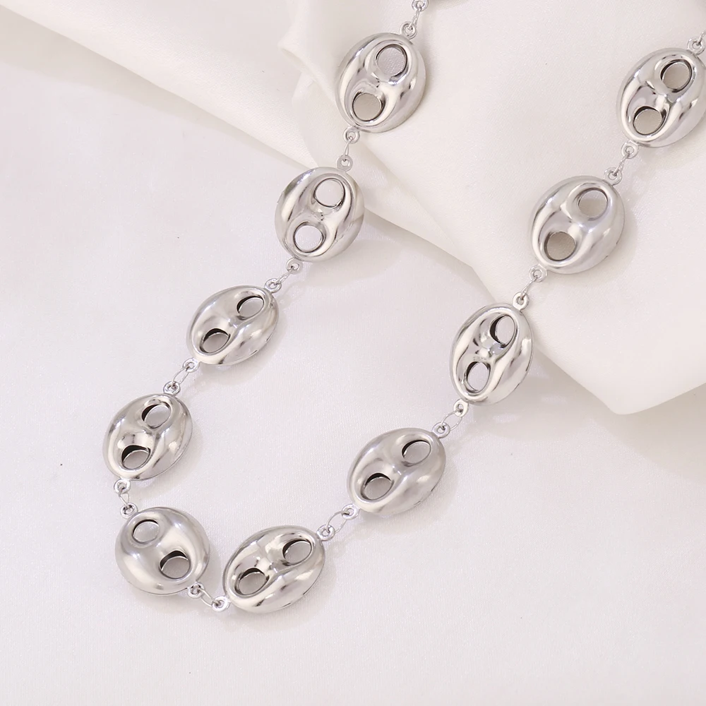316L Stainless Steel Coffee Bean Chain Necklace Fashion Gold Color Coffee Bean Charms Chain Necklaces For Women Jewelry view 4