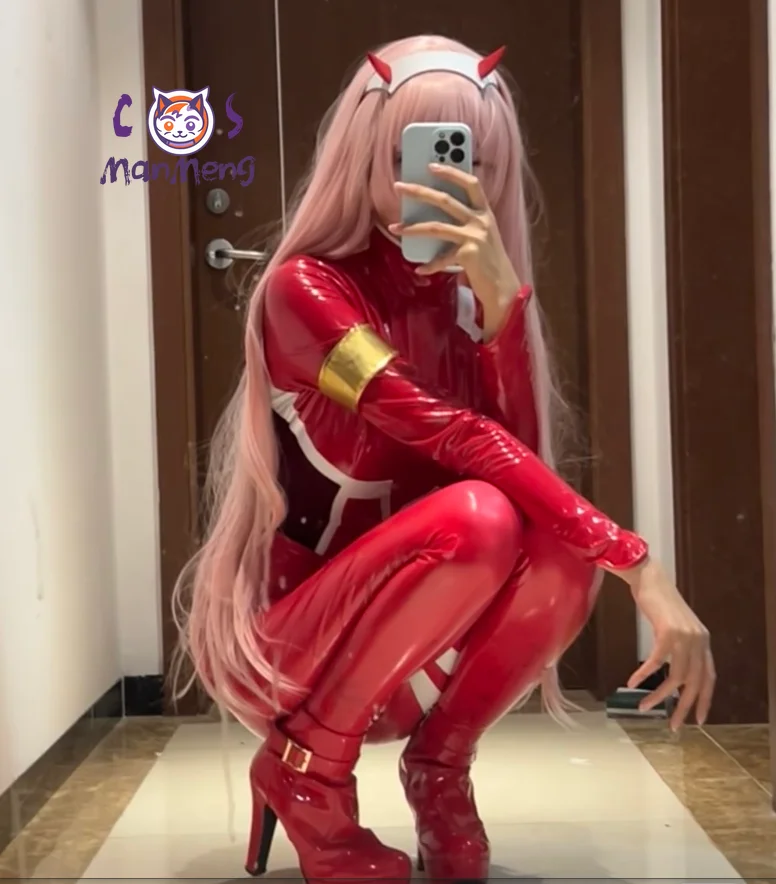 Zero Two 02 Anime DARLING in the FRANXX 002 Cosplay Costume Wig jumpsuits Halloween Christmas Women's sexy red leather uniform