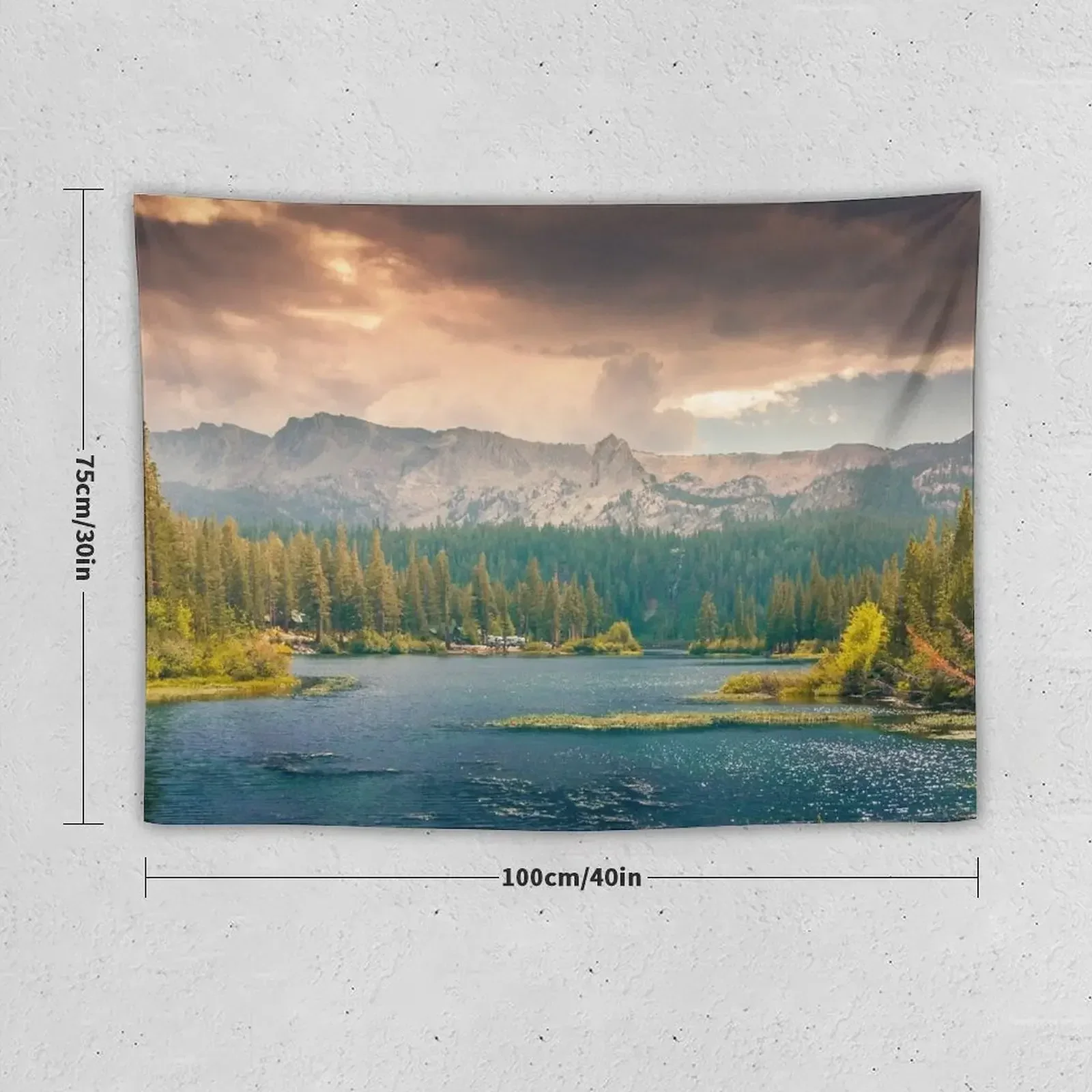 Mountain Lake Trees Panoramic Nature Photography Tapestry Room Design Decoration Home Tapestry