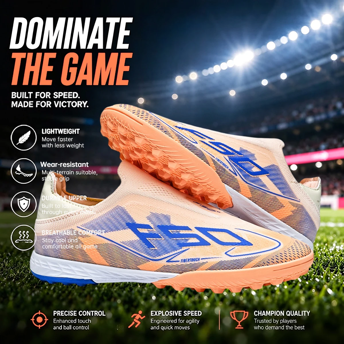 Adult TF Soccer Boots Durable Turf Cleats Shock Absorption Comfort Football Shoes for Outdoor Football Training