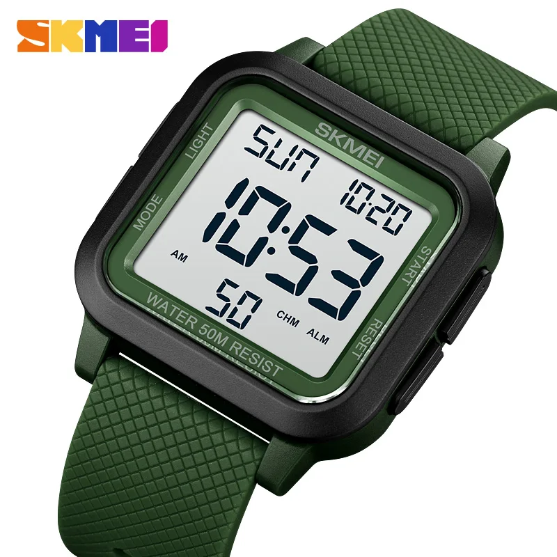 SKMEI Outdoor Sport Watch Men Alarm Chrono Clock 5Bar Waterproof Military Watches LED Display Shock Digital Watch reloj hombre