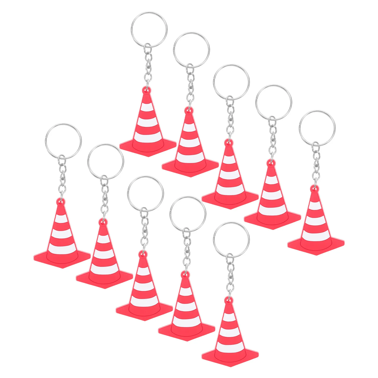 10Pcs Mini Traffic Cone Keychain Compact High-Visibility Orange Road Cone Charm for Bag Keyring Construction Theme Party