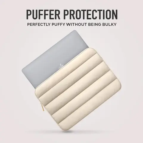 Puffigt laptopfodral för 13-14 tum, beige, sött bärfodral för 15-16 tum, laptopfodral för MacBook Pro 14 Air M2 8 best sales puffigt laptopfodral - №8