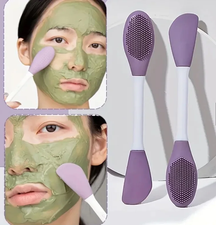 Gezichtsborstel Set Siliconen Gezichtsmasker Applicator Dubbele Kop Lotion Spatel Mee-eter Gezicht Lip Peeling Huidverzorging Gereedschap