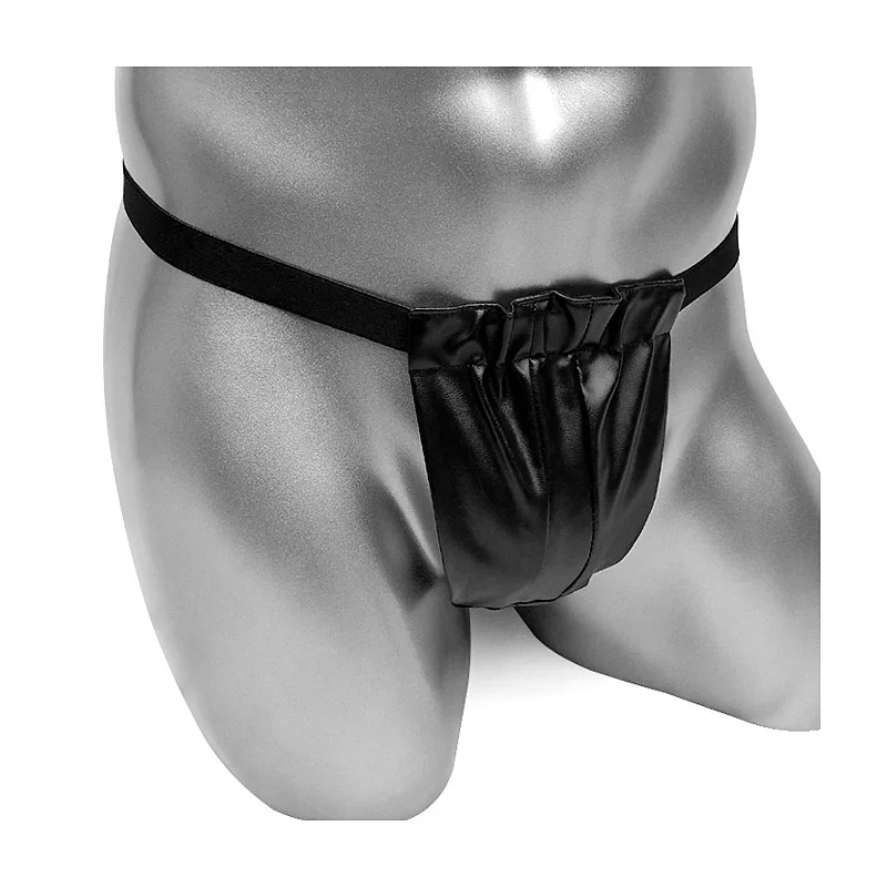 Men PU Leather Sexy G Strings Underwear T-back Jockstrap Mens Gay Thongs Underwear Men Erotic Penis Male Thongs String tanga