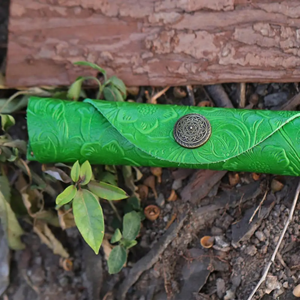 Pen Pocket Protector Flower Pattern Single Pen Bags Fadeless Faux Leather Bright Color Pen Pocket Pouch Stationery Supplies