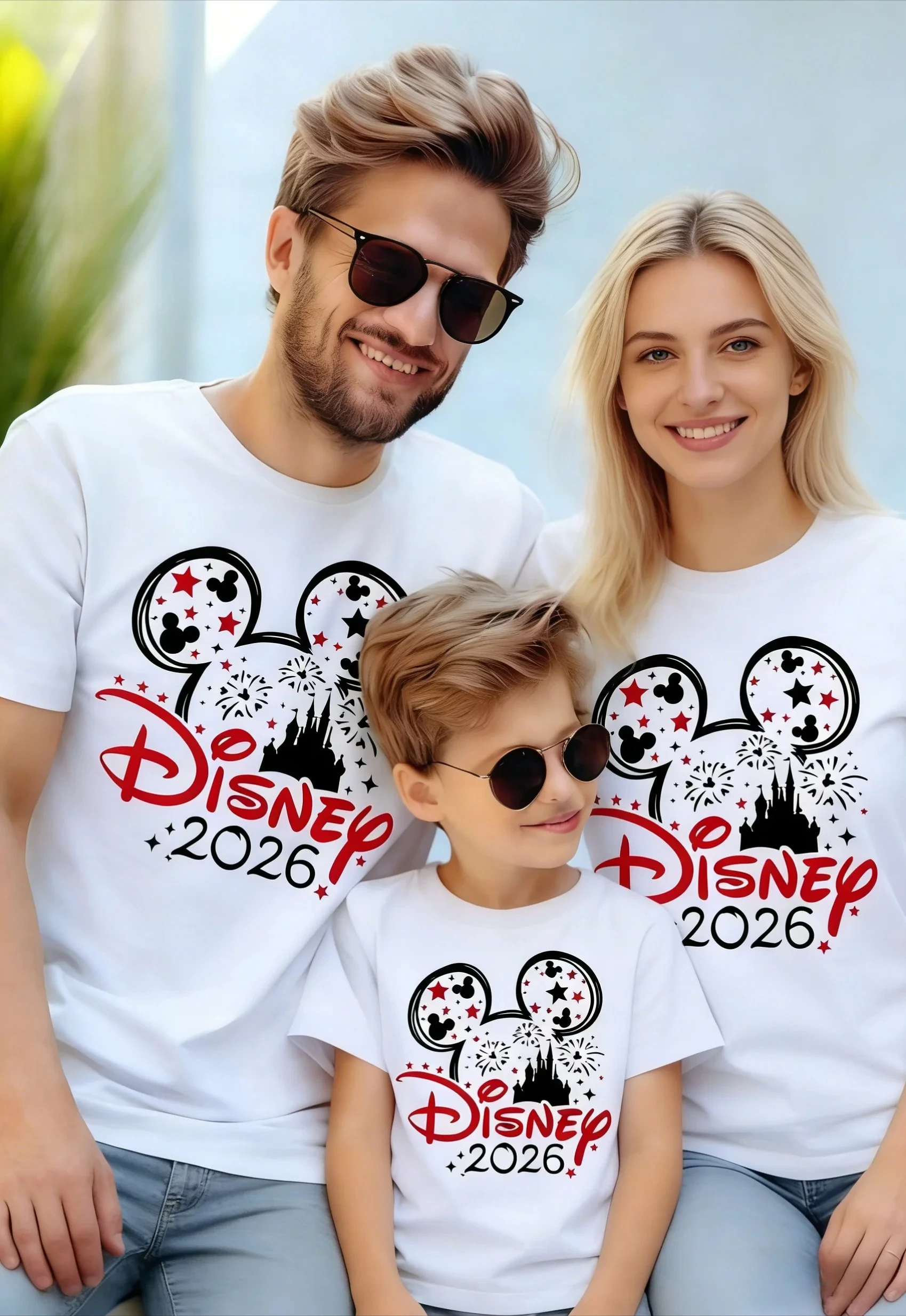 Camiseta con gráfico de Disney para padres e hijos, camisa informal holgada de manga corta de algodón a la moda para adultos y niños, verano 2026