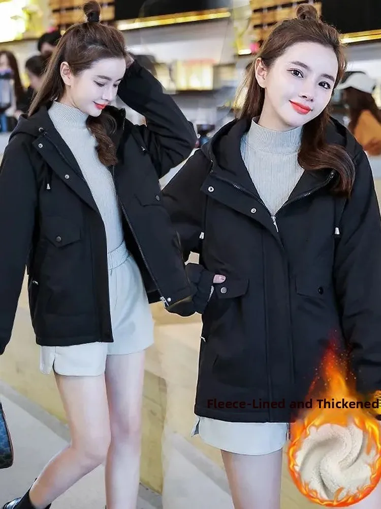 

Женская утепленная хлопковая парка Slimming Fce с подкладкой, укороченная, с эффектом утончения талии, в корейском стиле, на молнии