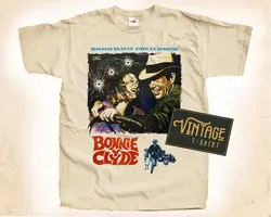 Bonnie and Clyde V1 T shirt Tee Natural Vintage Cotton Movie Poster All Sizes