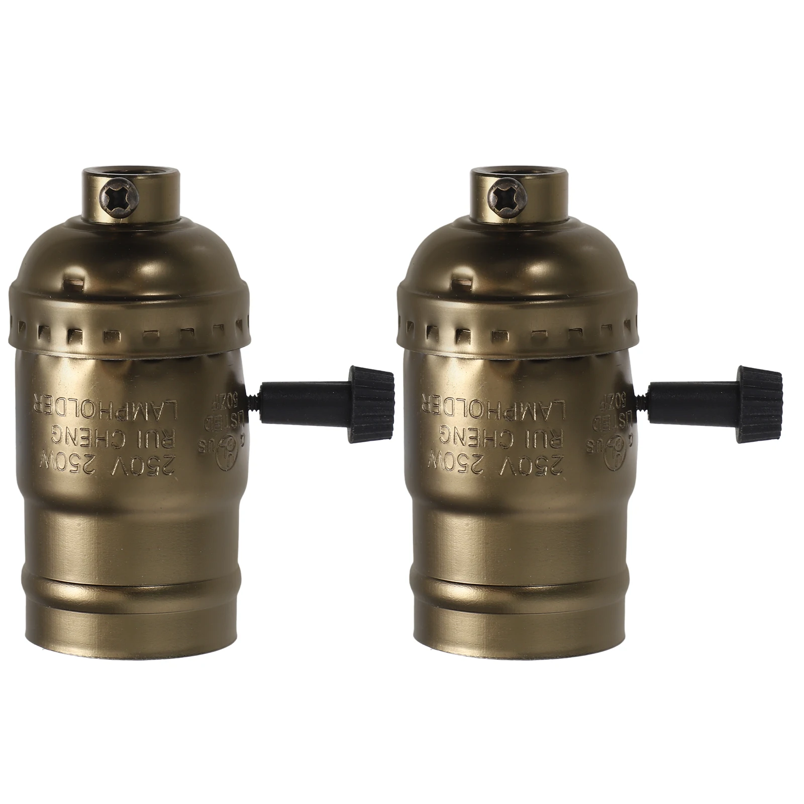 

2Pcs E26 Locking Wire Lamp Holder Socket Light Bulb Base Aluminum Shell Core Vintage Lighting Fixtures Replacement Kit