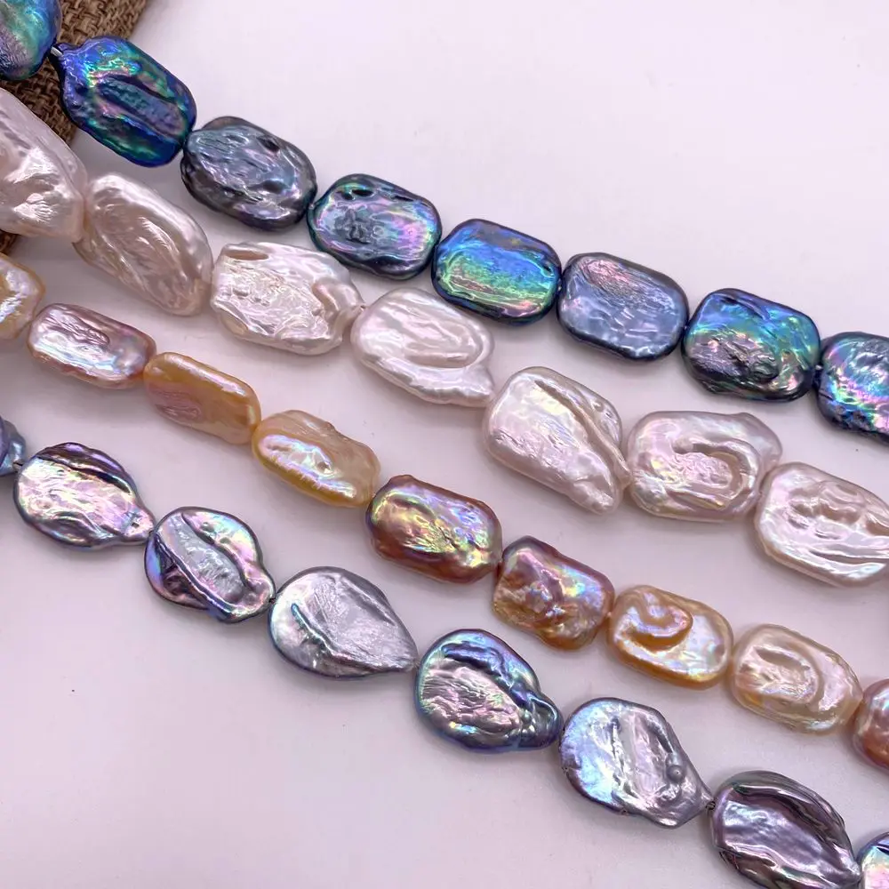 12-15mm White Black Peacock Blue Grey Peach Pink Colour Seed Shape Baroque Beads 38CM Strand Natural Freshwater Pearls