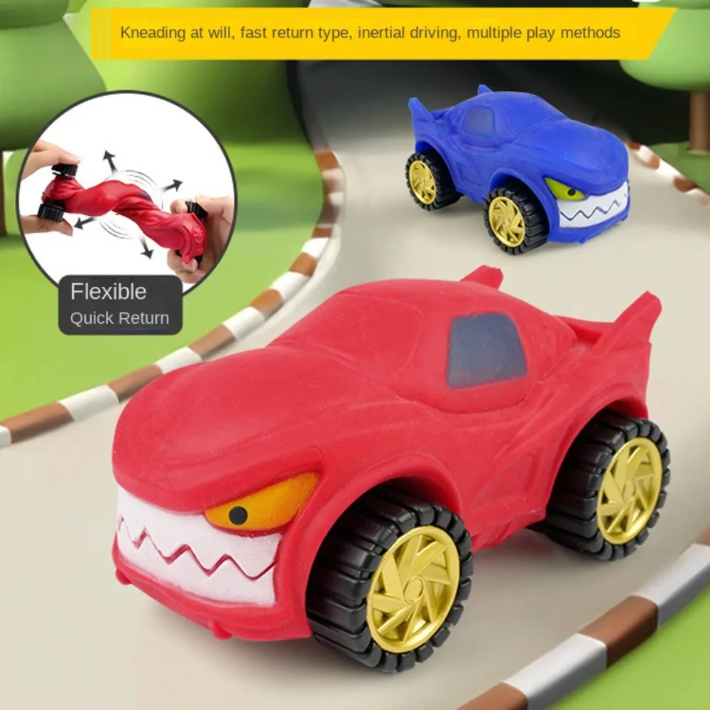 Squeeze Shark Stretch Car Toy with Wheel High Elasticity Stretching Car Sliding Toy Slow Rebound Soft Cartoon Fidget Toy