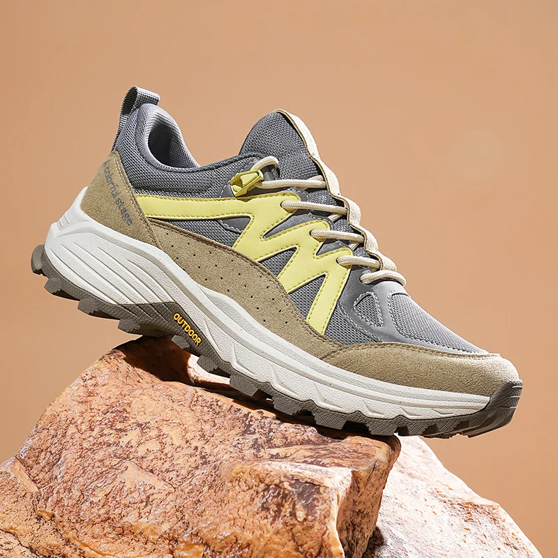 2025, Frühjahr neue Herren-Outdoor-Sport-Wanderschuhe, modische, rutschfeste, atmungsaktive Sportschuhe mit Stoßdämpfung