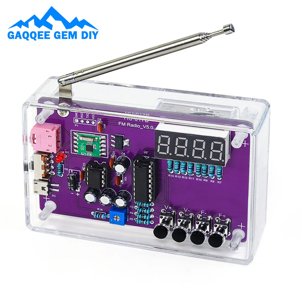 HU-017A / HU-017B Multifunction Radio DIY Kit 87~108MHz FM Adjustable Radio DIY Module LED Digital Display Volume Adjustable