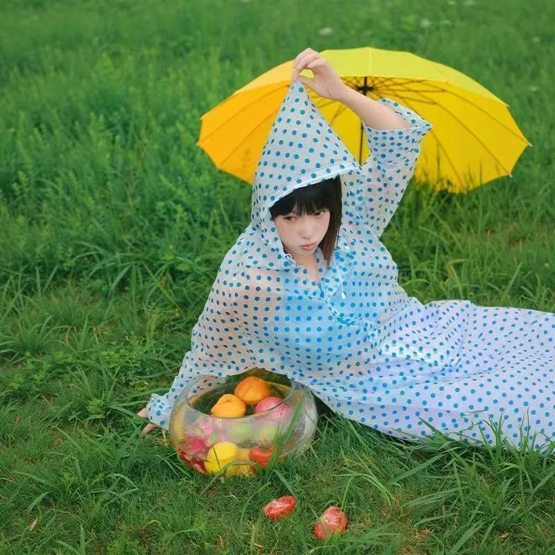 New Raincoat for Adult Travel Outerwear, Thickened Polka Dot Rain Cape for Outdoor Hiking, Compact and Lightweight
