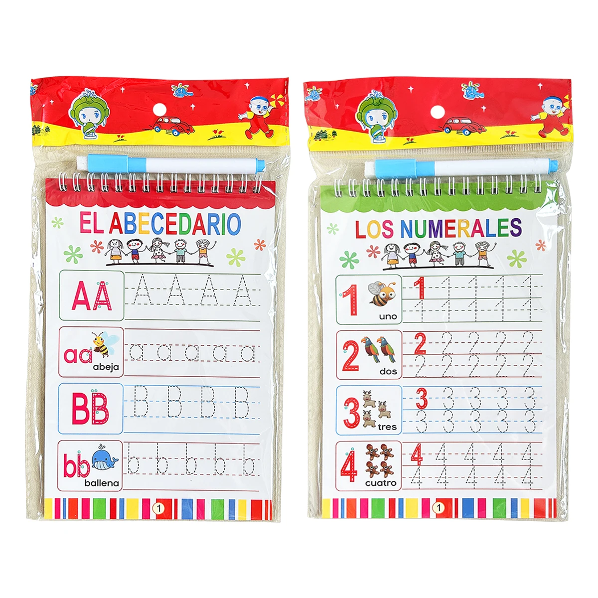 Spanish A-Z/Numerals Reusable Handwriting Practice Spiral Notebook Enhance writing standards and techniques Learning Gift