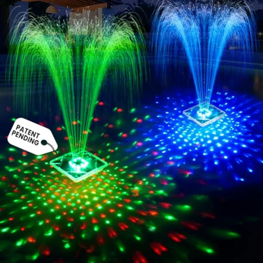 

Above Ground and Inground Pool Fountain, ABS Plastic, Blue, Upgraded Solar-Powered with LED Lights and Anchor for Stability-1PC
