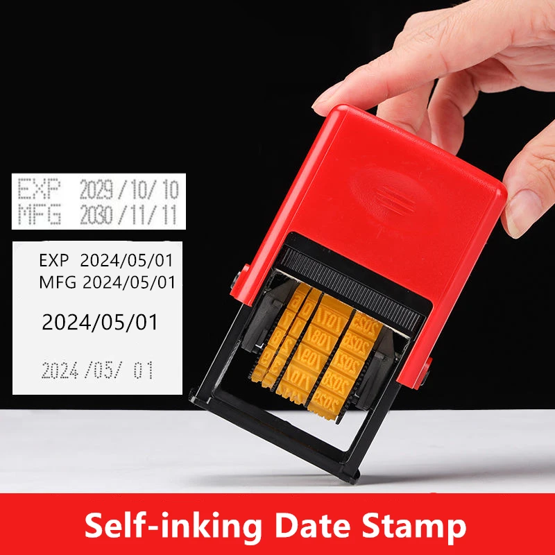 Self-inking Date Stamp + Indelible Ink 50ml MFG/EXP Date For Factory Manufacture Supermarket Store Office School Bank Stamps