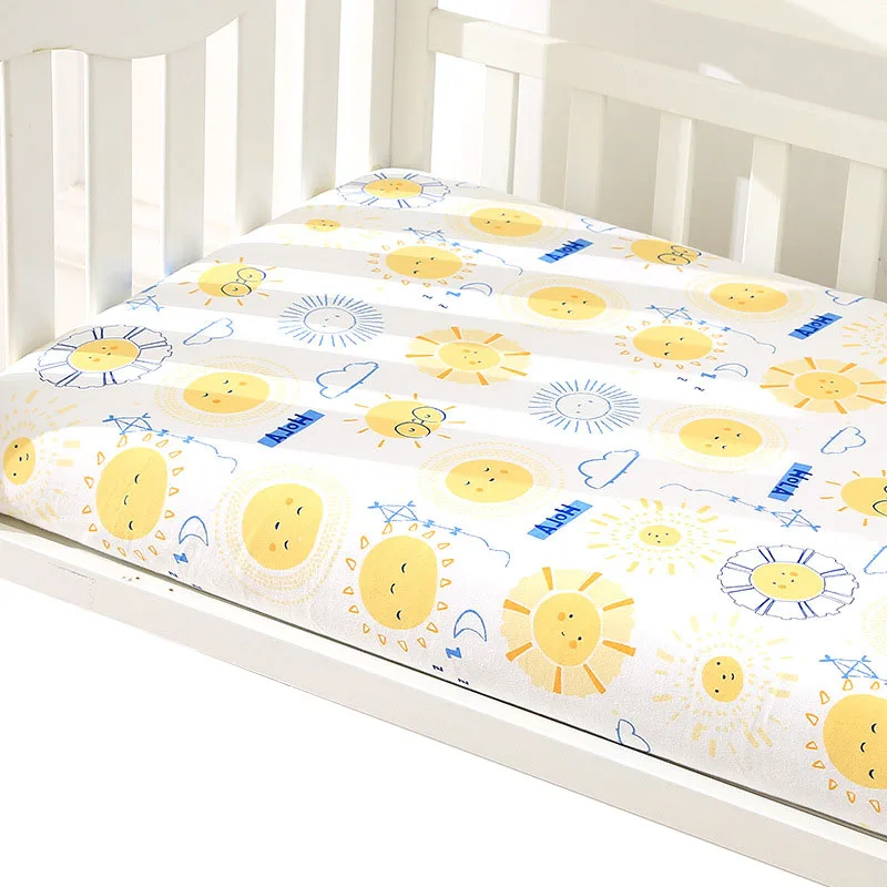 Crib Sheets Fitted Mattress Cover Jersey Knit Cotton Cot Baby Bed Linen Newborn Children Toddler Crib Bedding100*56*6cm