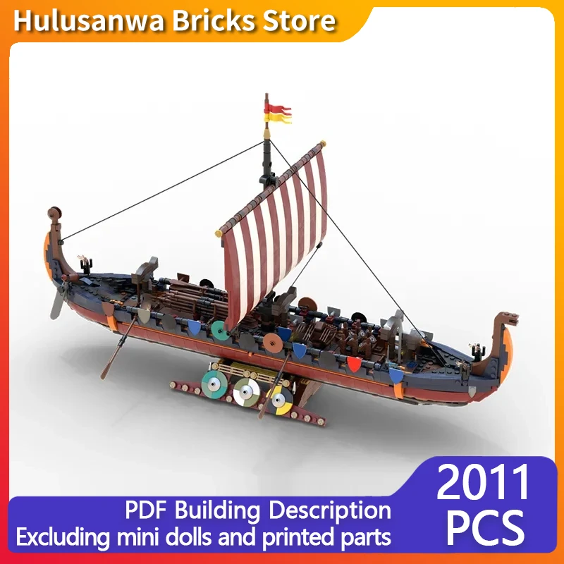 Medieval Model MOC Building Brick Extension Viking Village Pirate Boat Modular Technolog Gift Holiday Assemble Children Toy Suit