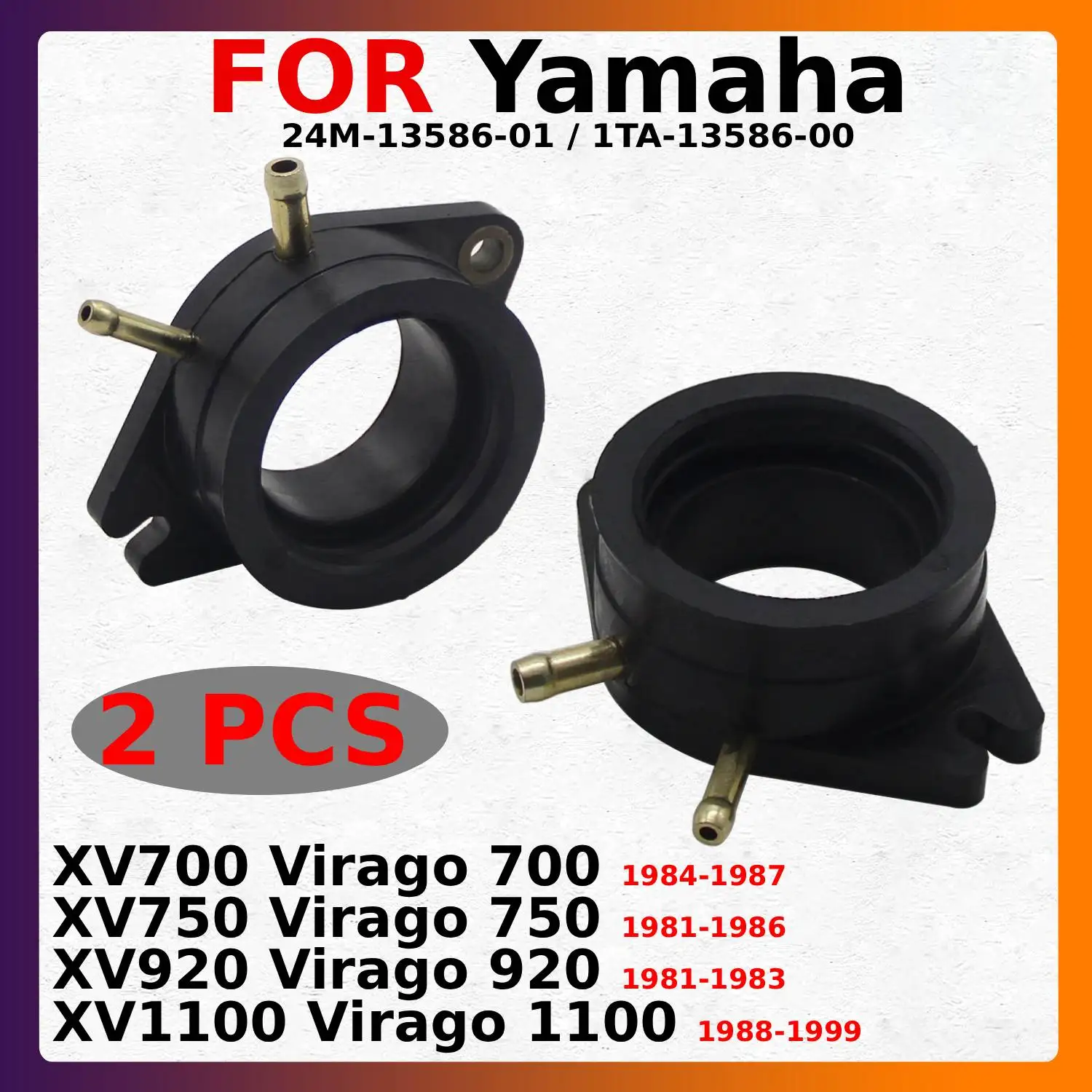 2pcs Motorcycle Carburetor Interface Manifold Intake Glue For Yamaha XV700 XV750 XV920 XV1100 Virago 24M-13586-01 1TA-13586-00