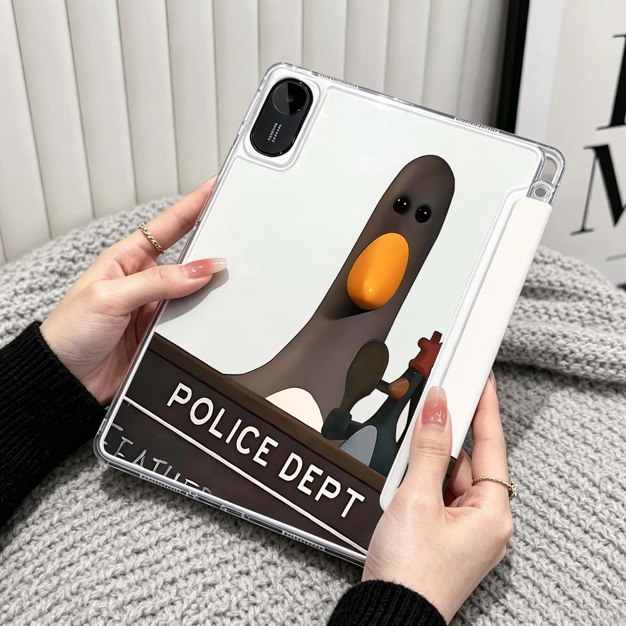 Black Chicken Gun For Xiaomi Redmi Poco Pad 5 6 7 8 Pro SE 11 11.2 12.1 Inch Transparent Y-Shaped Folding Tablet Case