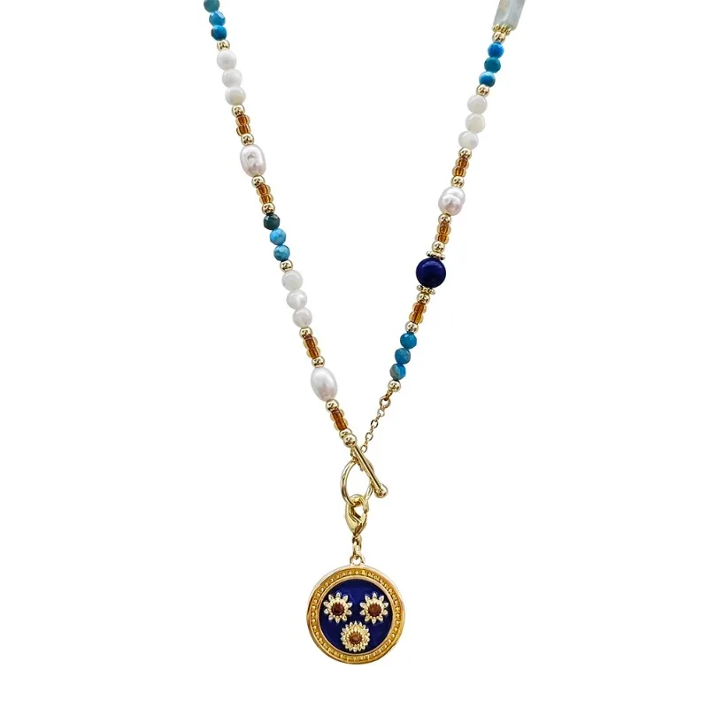 

Sunflower Millet Bead Necklace Dopamine Niche Design Premium Sweater Chain Light Luxury Autumn and Winter Accessories