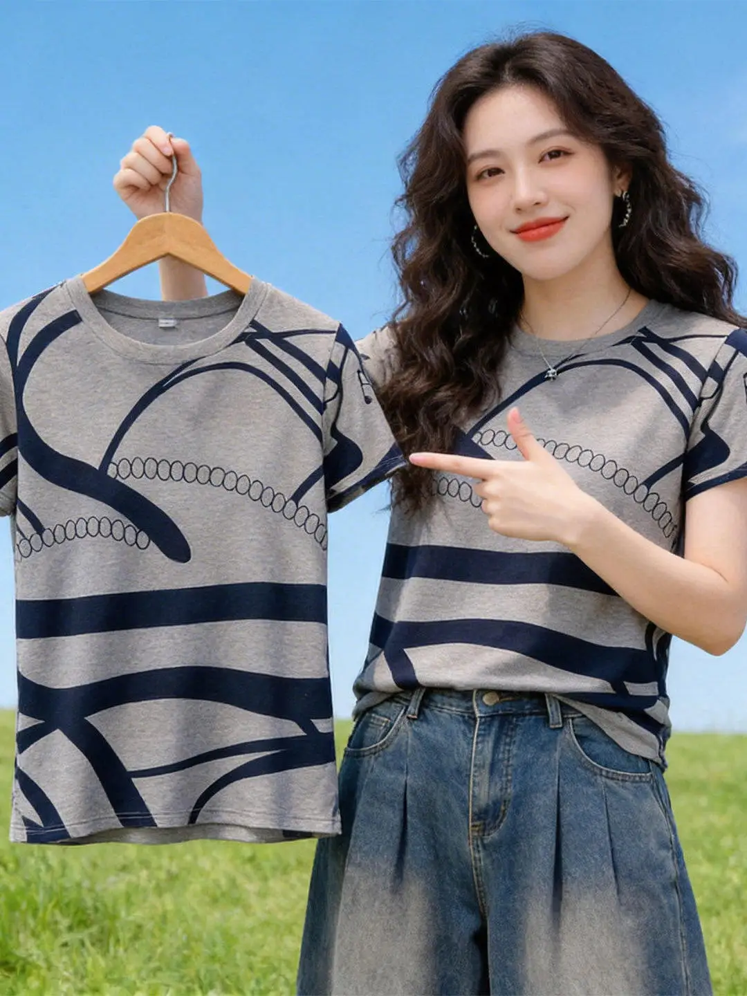 

Свободная женская футболка с коротким рукавом, модный принт, летняя новинка, женский топ в корейском стиле из полиэфирного волокна