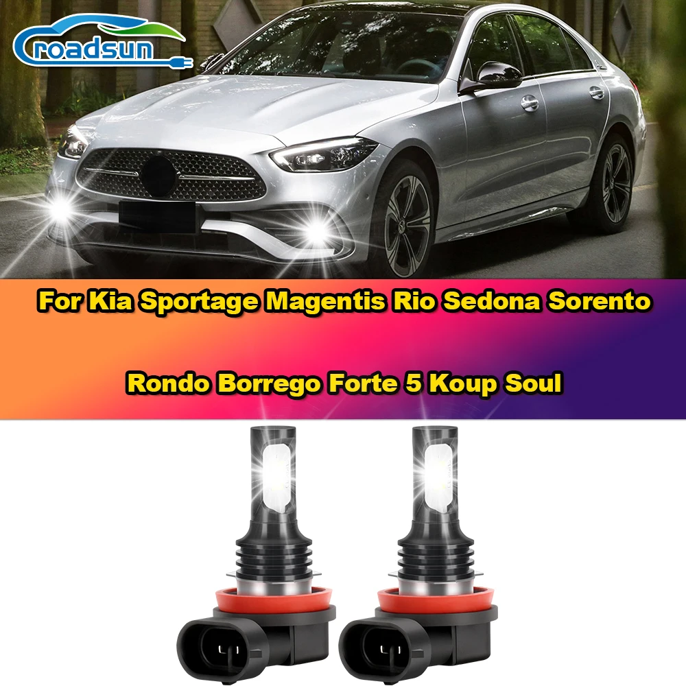 12000LM LED Auto Fog Lights 6000K Fog Lamps 12V For Kia Sportage Magentis Rio Sedona Sorento Rondo Borrego Forte 5 Koup Soul