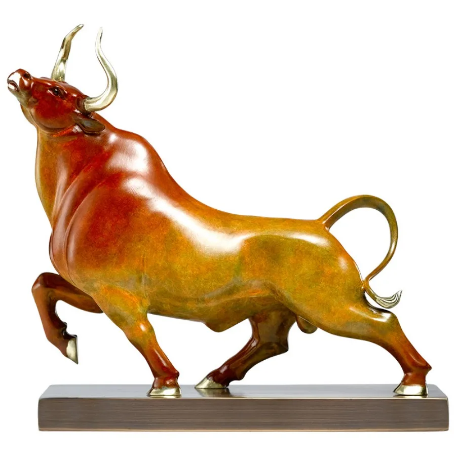 Lucky Brass Bull Statue Copper Wall Street Cow Home Office Desk Feng Shui Decor Wealth Money Drawing Gift For Business Success - view 6