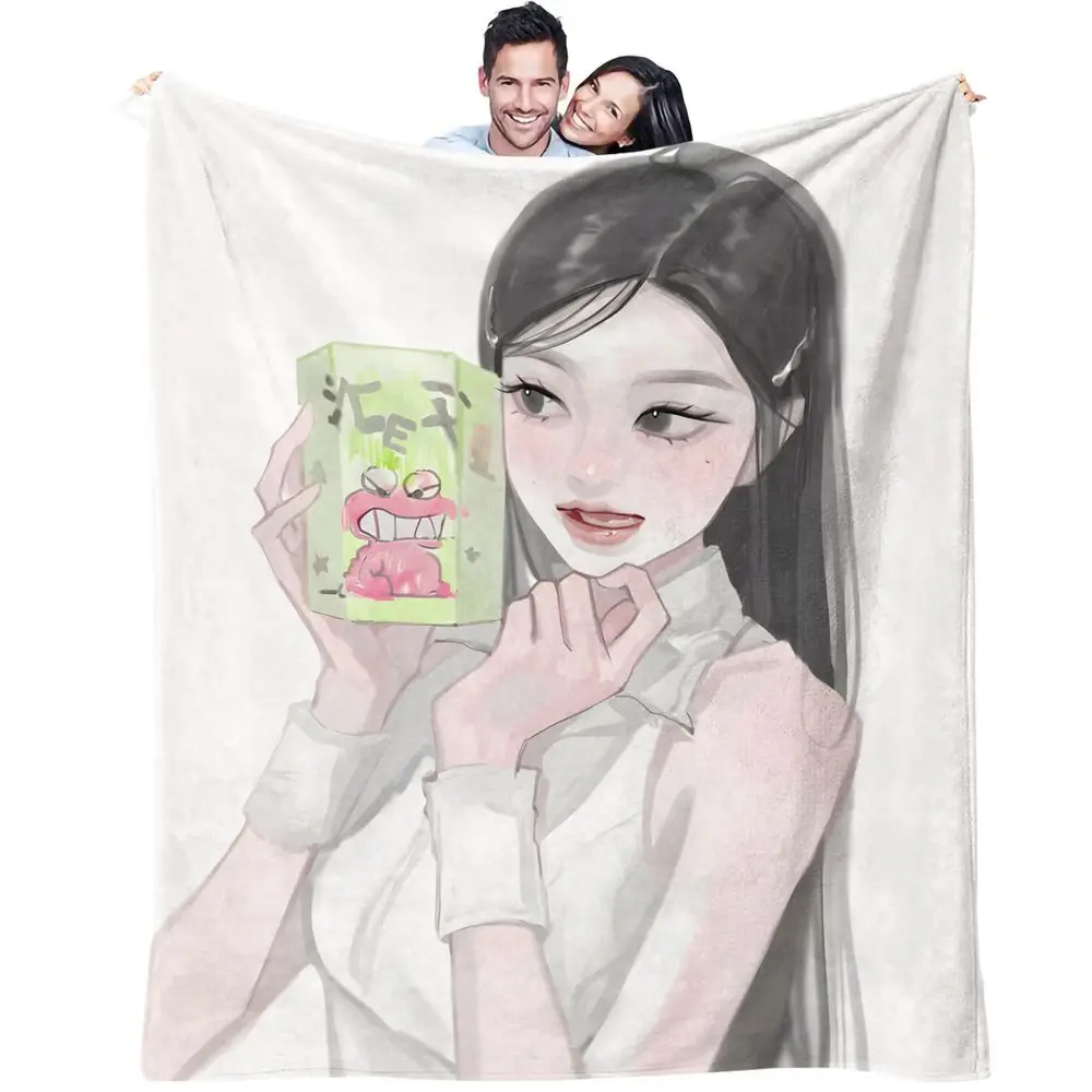 Cartoon Girl Frog Blanket Flannel Blanket Throw Blanket Warm Blanket Gift Blanket HD Digital Print Soft Teen Sofa Nap Cover