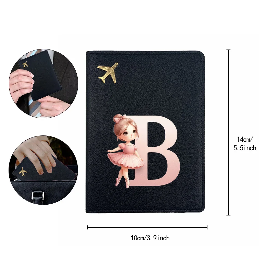 مجموعة جواز سفر PU ممتازة، حقيبة تخزين متينة لجواز السفر، اسم راقصة الباليه للفتيات الأولي، نمط 26 حرفًا #2