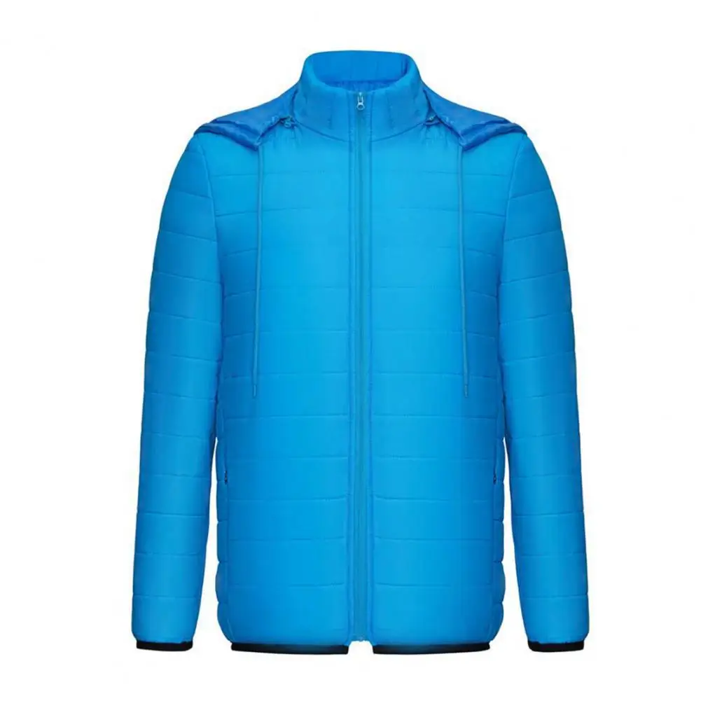 Chaqueta acolchada de algodón con capucha para hombre, abrigo de manga larga con cremallera y bolsillos a prueba de viento, ropa de calle de Color sólido