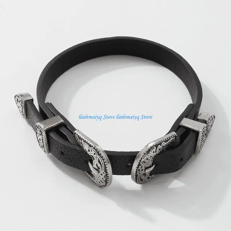 

573B Black Punk Choker Neck Buckle Necklaces Jewelry For Women Punk Heart Chocker