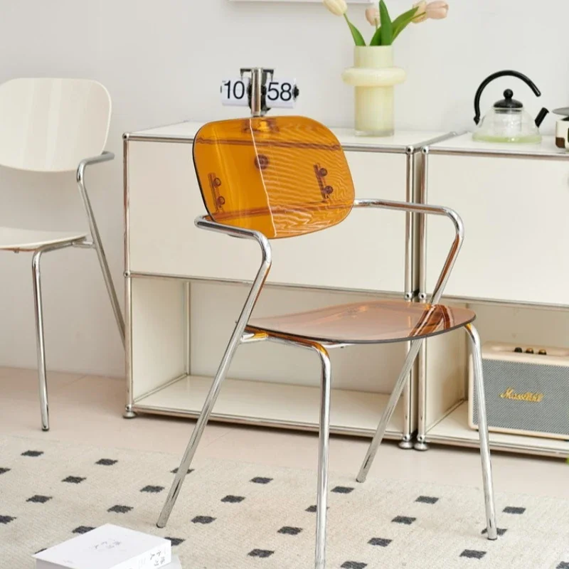 transparent dining chair small apartment, home backrest armchair Internet celebrity milk tea shop, designer dining stool
