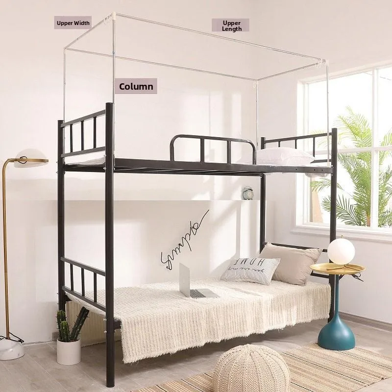 Thickened Painted Mosquito Net Stand for Students Adjustable Double-Sided Bed Dormitory Bunk Bed Breathable No-Install Iron Art