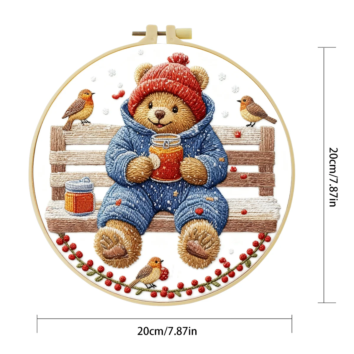 1 Stück 20X20CM/15X15CM 7,87/6,3 Zoll Bären-Stickerei-Starter-Kit DIY-Kit DIY-Stickerei-Set Handarbeiten Heimdekoration Nähkunst – Detail 4