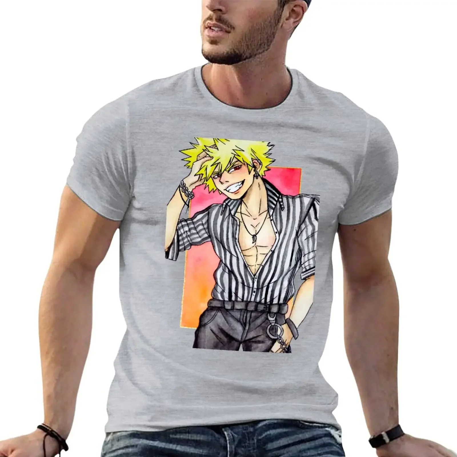 Katsuki Bakugou Watercolor T-Shirt boys animal print hippie clothes plus size tops mens clothes