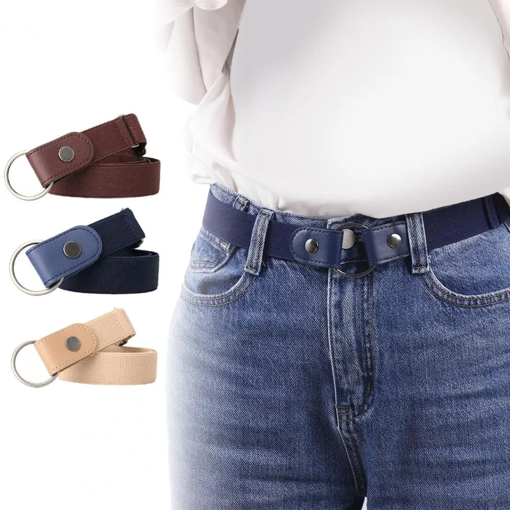 No Buckle Belt Adjustable Length Women's Faux Leather Lazy Belt for Costume Accessories Invisible Waistband with Punch-free