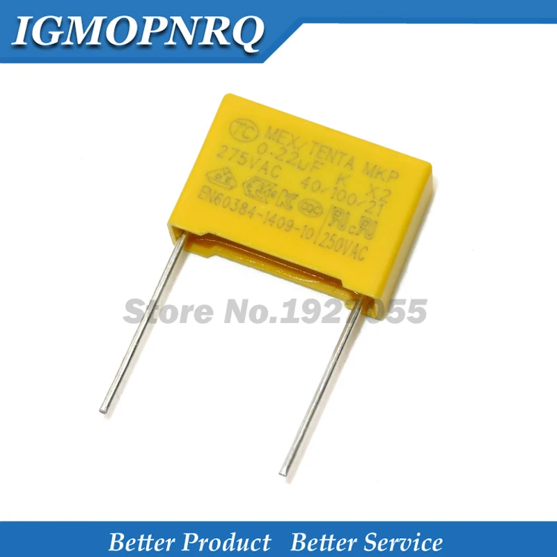 10pcs X2 Safety capacitor 15mm 275VAC 275V 0.022UF 0.047UF 0.1UF 0.15UF 0.22UF 0.33UF 0.47UF 0.68UF 1UF Polypropylene film