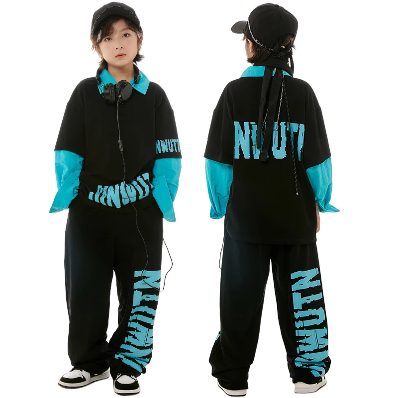 Nieuwe Jongens Streetdance Hiphop Kleding Losse Tops Broek Lange Mouwen Meisjes Jazz Danskleding Moderne Performance Outfits Bl11805