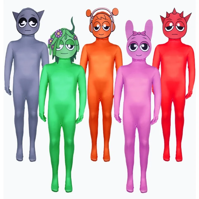 Game Incrediboxs Sprunki Cosplay Costume Music Game Character Tight Bodysuit Halloween Carnival Themed Party Boys Girls Outfits - view 6