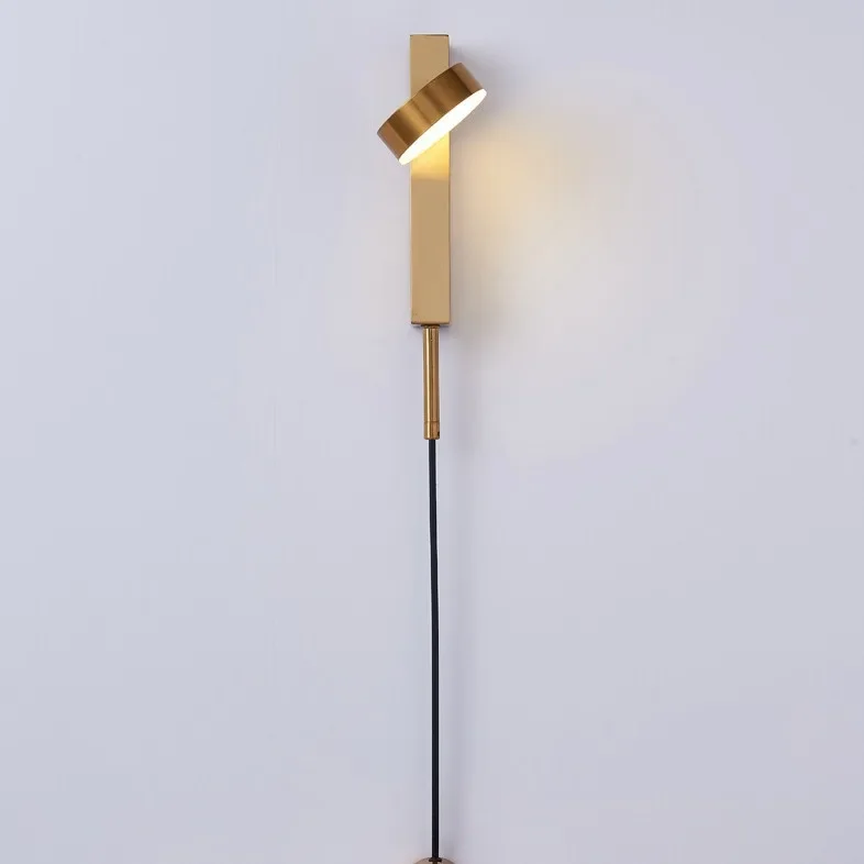 Adjustable Nordic Wall Lamp in Hammer Design for Bedside with Rotating Switch and Dimmable Function