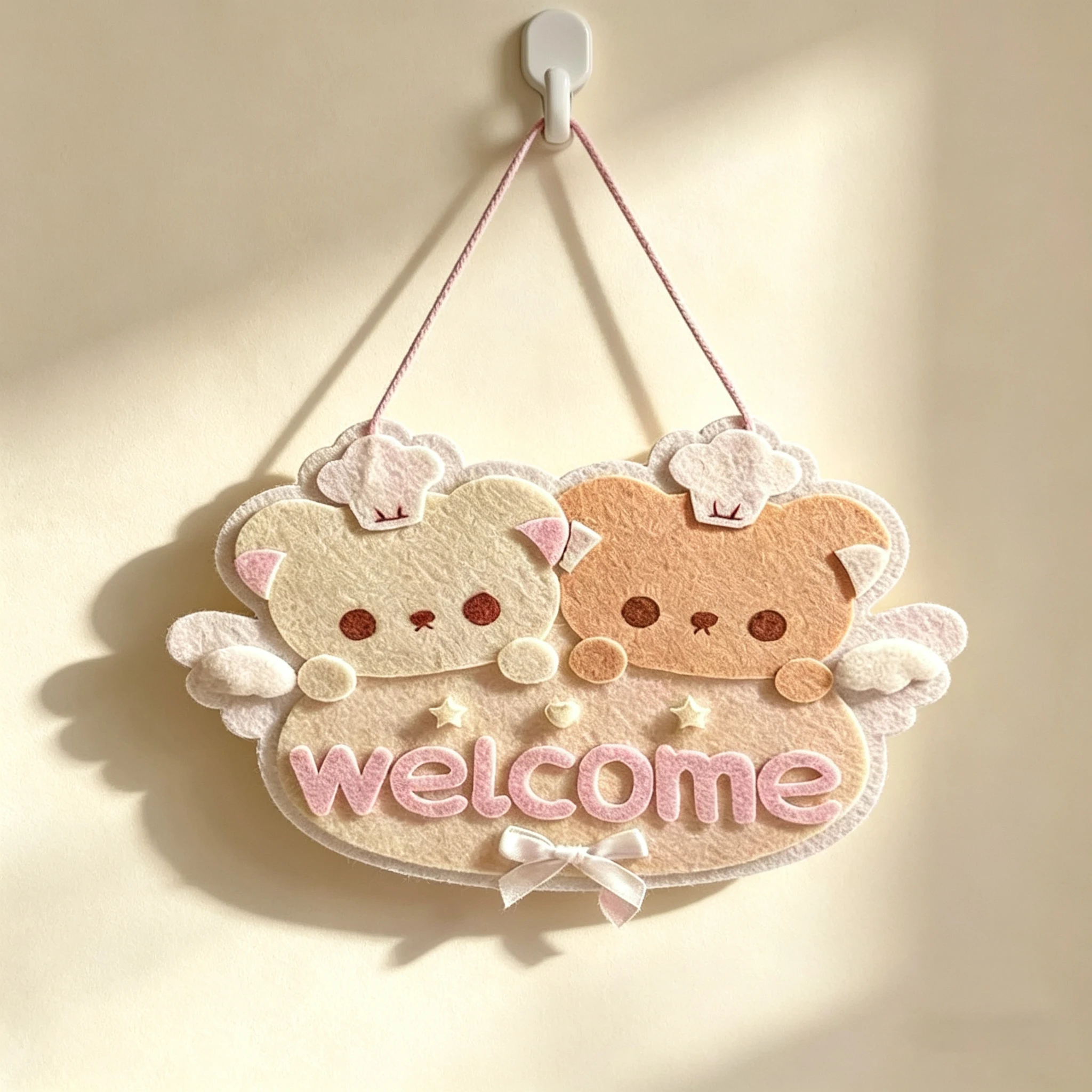 Kawaii-Anhänger im japanischen Stil, Instagram-Vibe, Cartoon-Kleiner-Bär, Willkommen Zuhause, koreanischer Stil, handgefertigter Filz-Anhänger, Dekorationsgeschenk – Detail 1