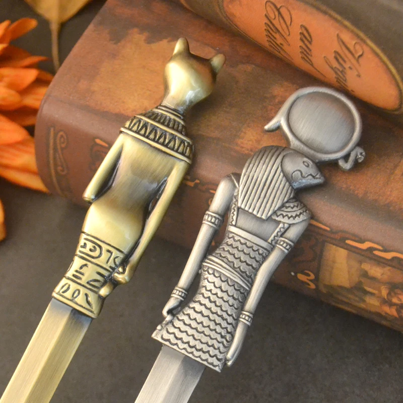 Vintage Letter Opener Sun God Totem Decoration Letter Opening Bookmarks Metal Notebook Decoration Clamp Planner Accessories