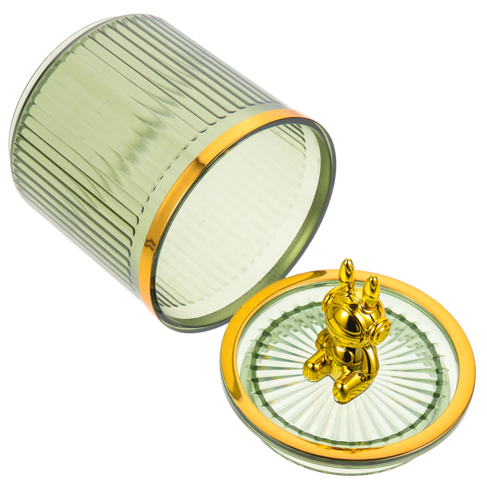 

Space Rabbit Storage Jar Acrylic Transparent Multi-Functional Desktop Organizer For Bathroom Kitchen Cotton Pads Swabs