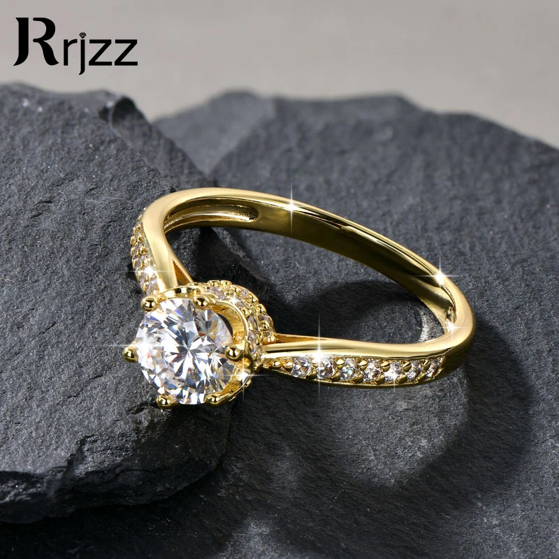 

Rrjzz 1CT Cubic Zircon Simulated Diamond Solitaire Wedding Engagement Ring Tiara Wedding CZ Band Premium Crown Rings for Women